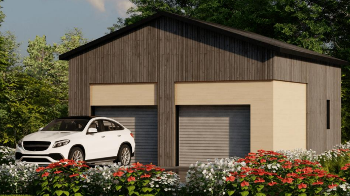 DIY Prefab Double Car Garage - 24x24x12 Ft, (x2) Door 9x7 Ft