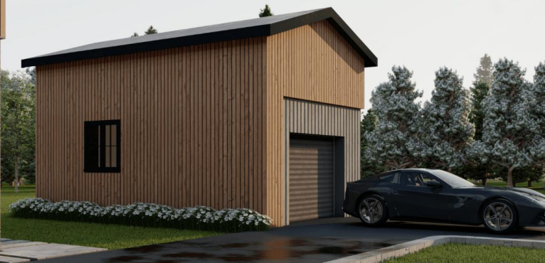 DIY Prefab Single Car Garage - 12x24x12 Ft, (x1) Door 9x7 Ft and (x2) Windows 4x4 Ft Each